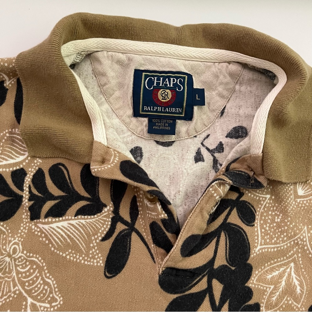 Vintage Chaps Ralph Lauren Collared T Shirt‎ Size L Floral Pattern 100% Cotton - Picture 3 of 10